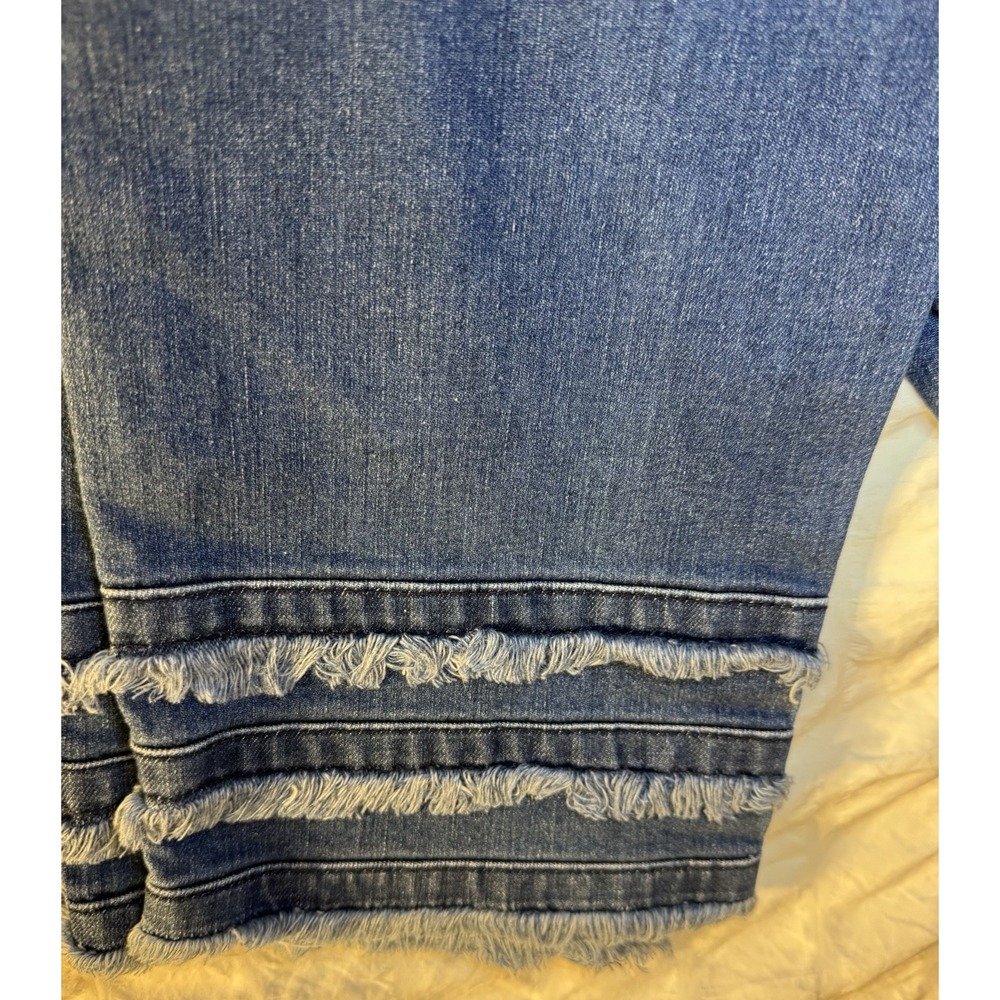 Michael Kors Izzy Dillon Stretch CropJean Fray Hem Stretch Denim Mid Rise Size 8 - Picture 3 of 12